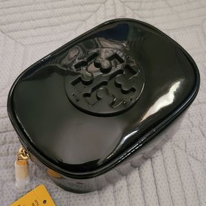 Tory Burch Black Patent Leather Small Cosmetic bag